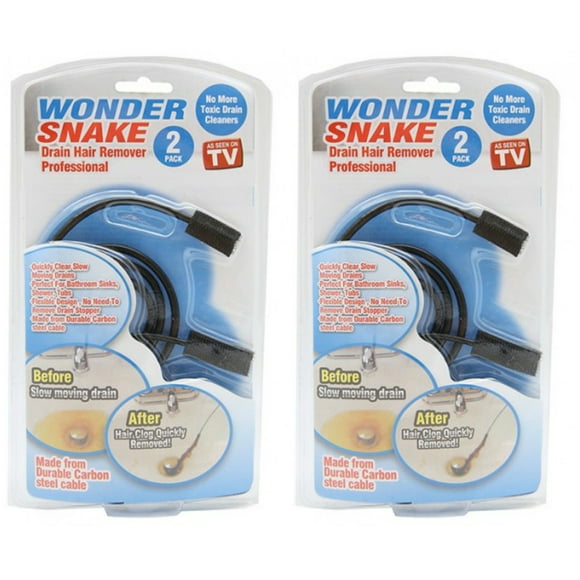 Wonder Snake - Herramienta de depilación de drenaje Herramienta de plomería de limpieza de drenaje de pelo Removedor de drenaje de vello (paquete de 2) ATB atb-G-51067-2