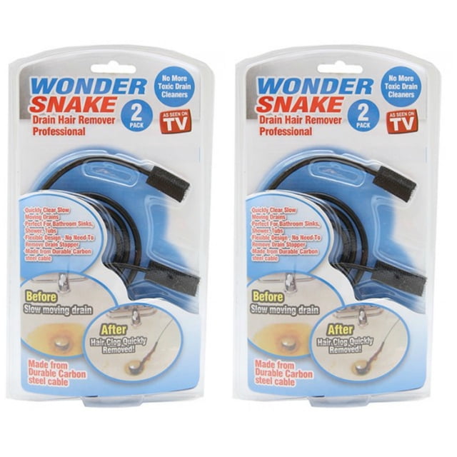 Wonder Snake - Herramienta de depilación de drenaje Herramienta de plomería de limpieza de drenaje de pelo Removedor de drenaje de vello (paquete de 2) ATB atb-G-51067-2