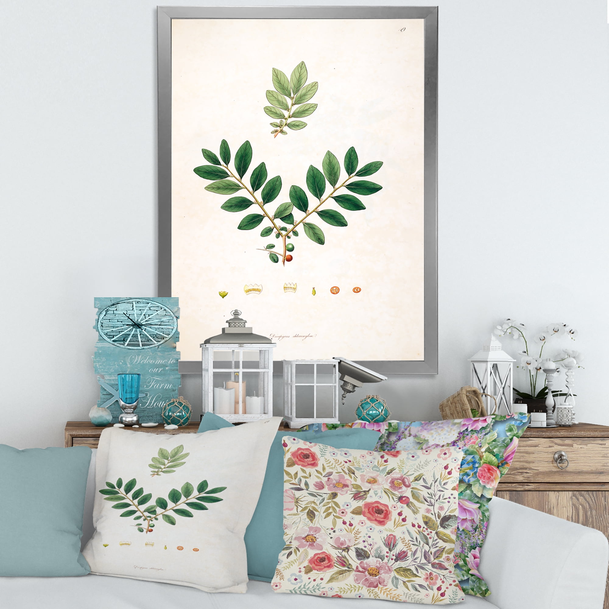 Designart 'Ancient Plant Life XIV' Farmhouse Framed Art Print