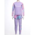 thumbnail image 5 of Yruioon Kids Girls 3pcs Rash Guard Bathing Suit Long Sleeve Printed Beach Surfing Swimsuit Purple 6XL, 5 of 7