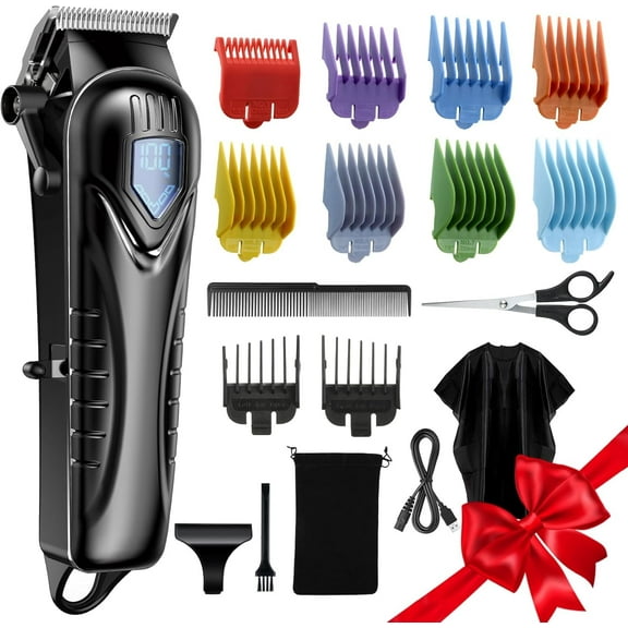 Teetheory Hair Clippers for Men&Women Professional, Low Noise Cordless Hair Cutting Kit with 10 Color Combs, LED Display, Men Gifts, 5H Beard Trimmer Barber Hair Clippers Set with Scissors,Cape