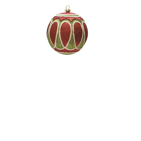 Merry & Bright Red White and Green Glitter Shatterproof Christmas Ball Ornament 4