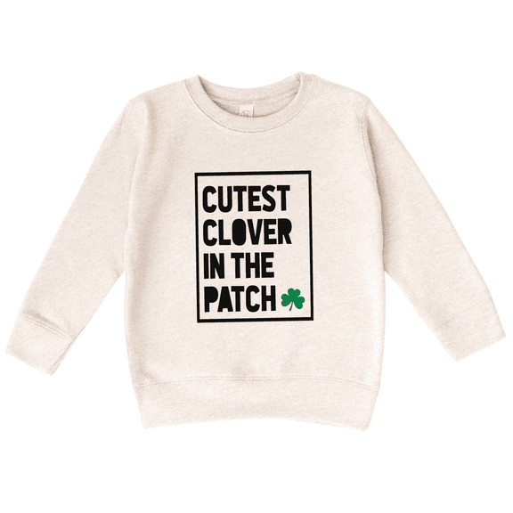 Bump and Beyond Designs Toddler St. Patrick's Day Sweatshirt, Cutest Clover in the Patch (Natural 5/6T)