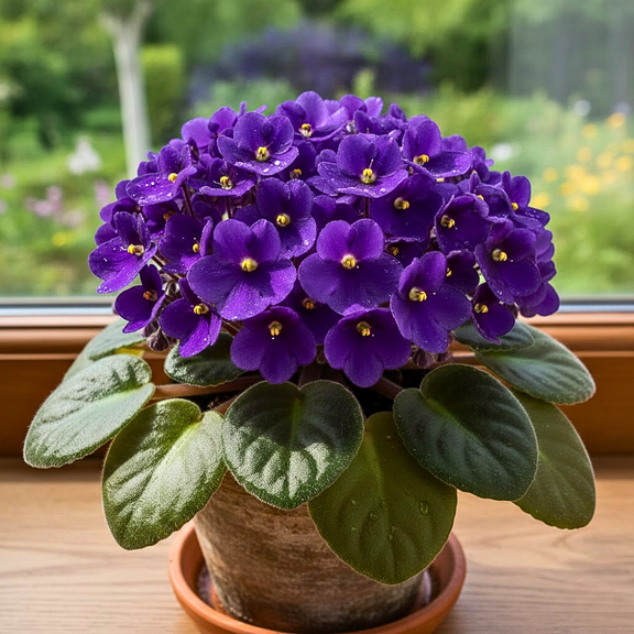 Purple Violet Live Plant, Vibrant Violet Flowers, Indoor Houseplant, 4-7 inches Tall in 4 inch Pot for Outdoor Planting