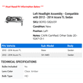thumbnail image 2 of Left Headlight Assembly - Compatible with 2012 - 2014 Acura TL Sedan 2013, 2 of 2