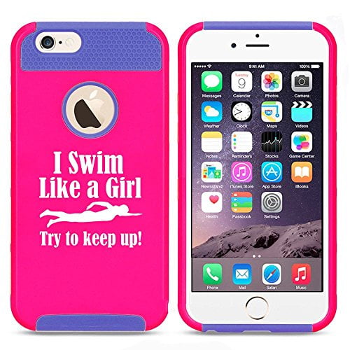 Apple Iphone 5 5s Shockproof Impact Hard Case Cover Swim Like A Girl Hot Pink Blue Mip Walmart Com Walmart Com