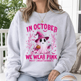 thumbnail image 3 of Breast Cancer Awareness Shirt, In October We Wear Pink Sweatshirt, Cute Halloween Ghost Hoodie and T-Shirt, Pink Ribbon Support Gift for Women, 3 of 9