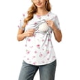 thumbnail image 2 of Hxshgdsn Womens Maternity Nursing Top for Breastfeeding Short Sleeve Cute Printed Round Neck Pullover Tops（White/XL）, 2 of 9