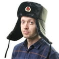 thumbnail image 3 of GROFRY Earflap Hat Star Badge Thickened Soft Faux Fur Plush Lining Ears Windproof Winter Men Women Hunting Motorcycle Lei Feng Cap for Outdoor, 3 of 8
