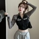 thumbnail image 5 of Camiseta de manga larga estilo Punk Y2K para mujer, cárdigan Harajuku, ropa de calle básica, Top corto ajustado con cremallera, camisetas ajustadas, 5 of 5