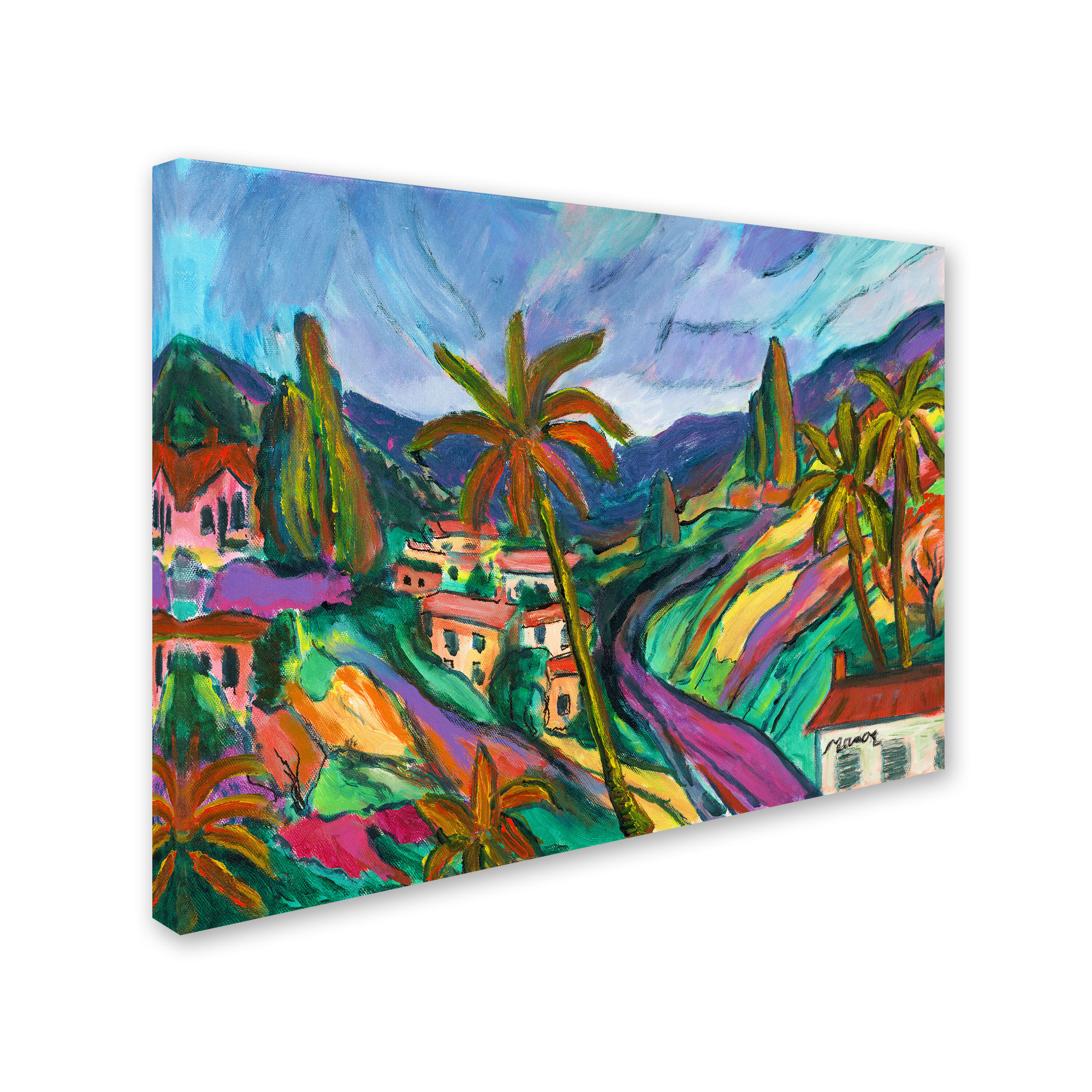Trademark Fine Art "Tropical Valley with Three Palms" Canvas Art by Manor Shadian
