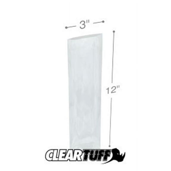 International Plastics PB40312 3 x 12 in. Clear Poly Bags, 0.004 Gauge - Case of 1000