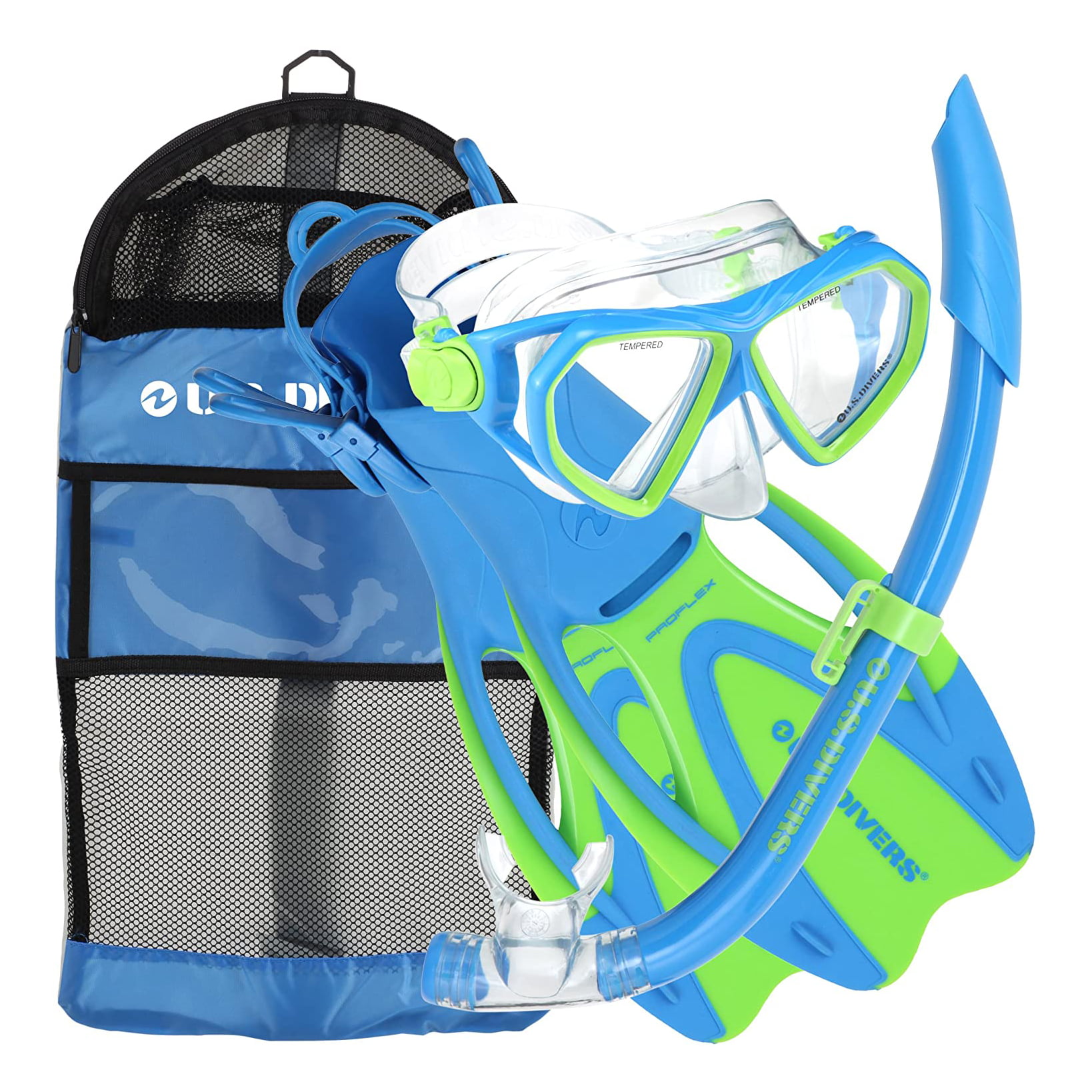 Speedo Dive Mask Snorkel and Fin Set in bag bright blue 