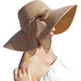thumbnail image 1 of Sombrero de ala ancha para mujer, sombrero de paja con protección solar, plegable, enrollable, para playa, con protección UV, UPF 50+, 1 of 6