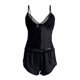 thumbnail image 4 of Conjunto de vestido y pantalones cortos con ribetes de satén y encaje para mujer - Ropa sexy para estar por casa, tallas S-L, 4 of 4