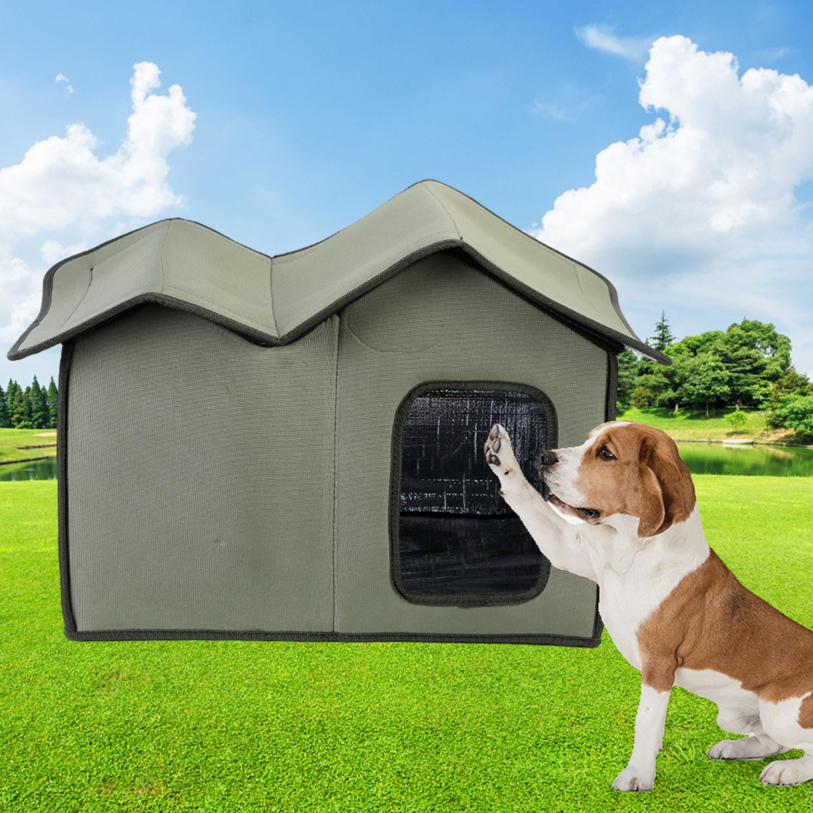 Gazechimp Outdoor Cat House,Weatherproof Pet Dogs Shelter, Feral Cats House Warm Oxford Cloth  Insulated Dog House Sleeping Cave Nest for Winter Garden Backyard Courtyard, Green