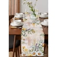 thumbnail image 4 of Table Runner Dresser Scarves 120 Inch Long, Watercolor Floral Eucalyptus Leaf Linen Dining Table Runners Flower on Vintage Newspaper Tabletop Scarf for Wedding Holiday Party Kitchen, 4 of 7