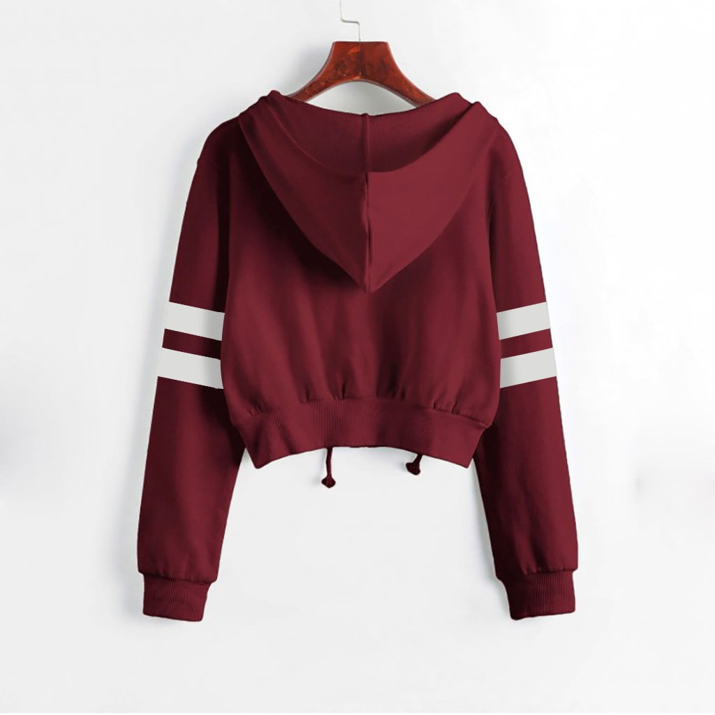 Maroon crop top top hoodie
