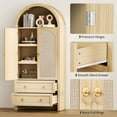 thumbnail image 5 of 71" Tall Arched Kitchen Pantry Storage Cabinet with Rattan Doors,Wood Pantry Cabinet with 2 Drawers and 6 Shelves for Dining Room, Living Room,Natural, 5 of 14