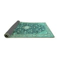 thumbnail image 2 of Ahgly Company Indoor Square Medallion Turquoise Blue Traditional Area Rugs, 4' Square, 2 of 4