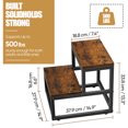 thumbnail image 2 of Wood and Metal 2 Step Stool for Adults & Kids – Heavy Duty Step Stools, 500 Lbs Capacity Non-Slip Stepping Stool for High Beds, Kitchen, Bathroom, Closet, Durable Foot Stool for Home Use Brown, 2 of 7