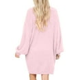 thumbnail image 4 of DailyTrove Womens V-Neck Long Sleeve Oversized Fuzzy Mid-Calf Polyester Dress - Christmas-Ready Casual Wear for Women, 4 of 5