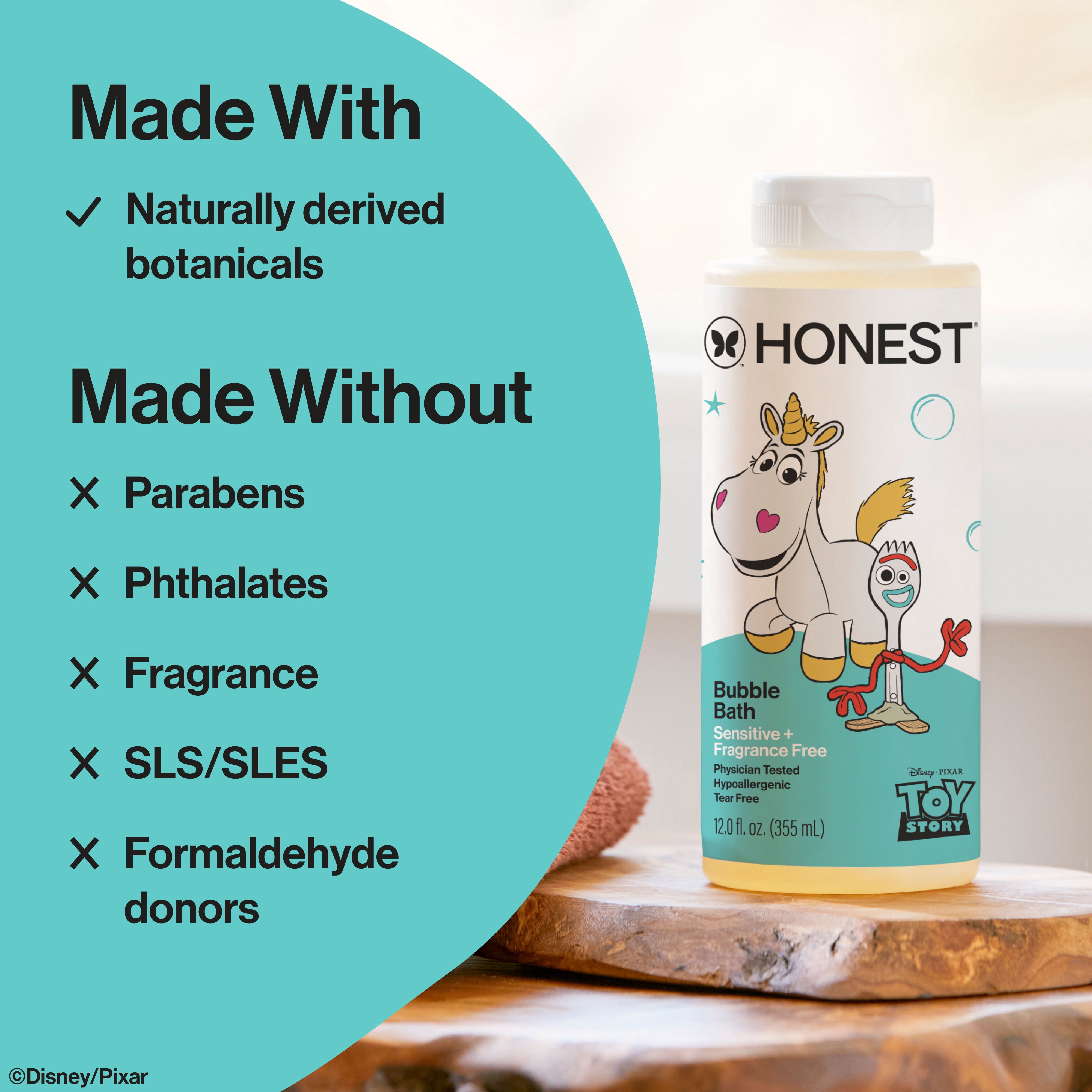 The Honest Company Disney Pixar's Toy Story Bubble Bath, Fragrance Free, Baby & Kid Friendly, 12 oz