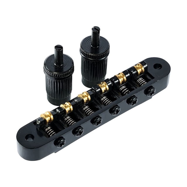 Sonducket Accesorios de puente de sillín de rodillo de guitarra con juego de reemplazo de orificio de poste pieza trasera de bloqueo para guitarras de 6 Accesorios para instrumentos musicales Negro Sonducket OD032285-03B