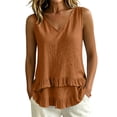 thumbnail image 2 of Xdegoge Tank Tops for Women V Neck Sleeveless Casual Ruffle Hem Peplum Layered Tunic Blouses Trendy Travel Loose Fit Summer Vacation Flowy Outfits, 2 of 8