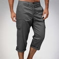 thumbnail image 7 of RYDCOT Mens Cargo Shorts Cotton Ripstop Straight Leg Below Knee Twill Casual Summer Long Shorts Capri Pants with Multi-Pockets Dark Gray, 7 of 7