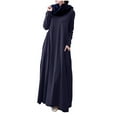 thumbnail image 5 of Women's Plus Size Casual Dress Solid Color Long Sleeve Winter Fall Basic Casual Maxi Long Dress Daily Vacation Dress Navy, 5 of 5