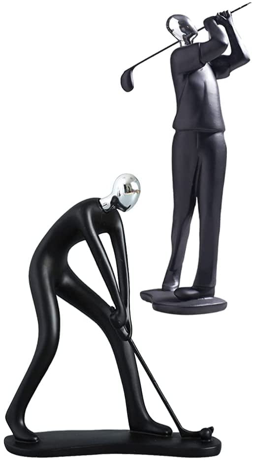2pcs Abstract Resin Golfer Statues Sportsman Sculpture Home Decoration Statue For Sports Black Canada - Golf Statues Home Decorating