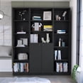thumbnail image 2 of FM FURNITURE Atoka 3 Piece Living Room Set Black Engineered Wood, 2 of 6