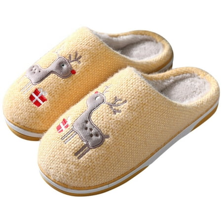 

slipper for Women Couples Women Slip-On Furry Plush Flat Home Winter Open Toe Keep Warm Slippers Shoes Flock Dress Sandals for Women Yellow