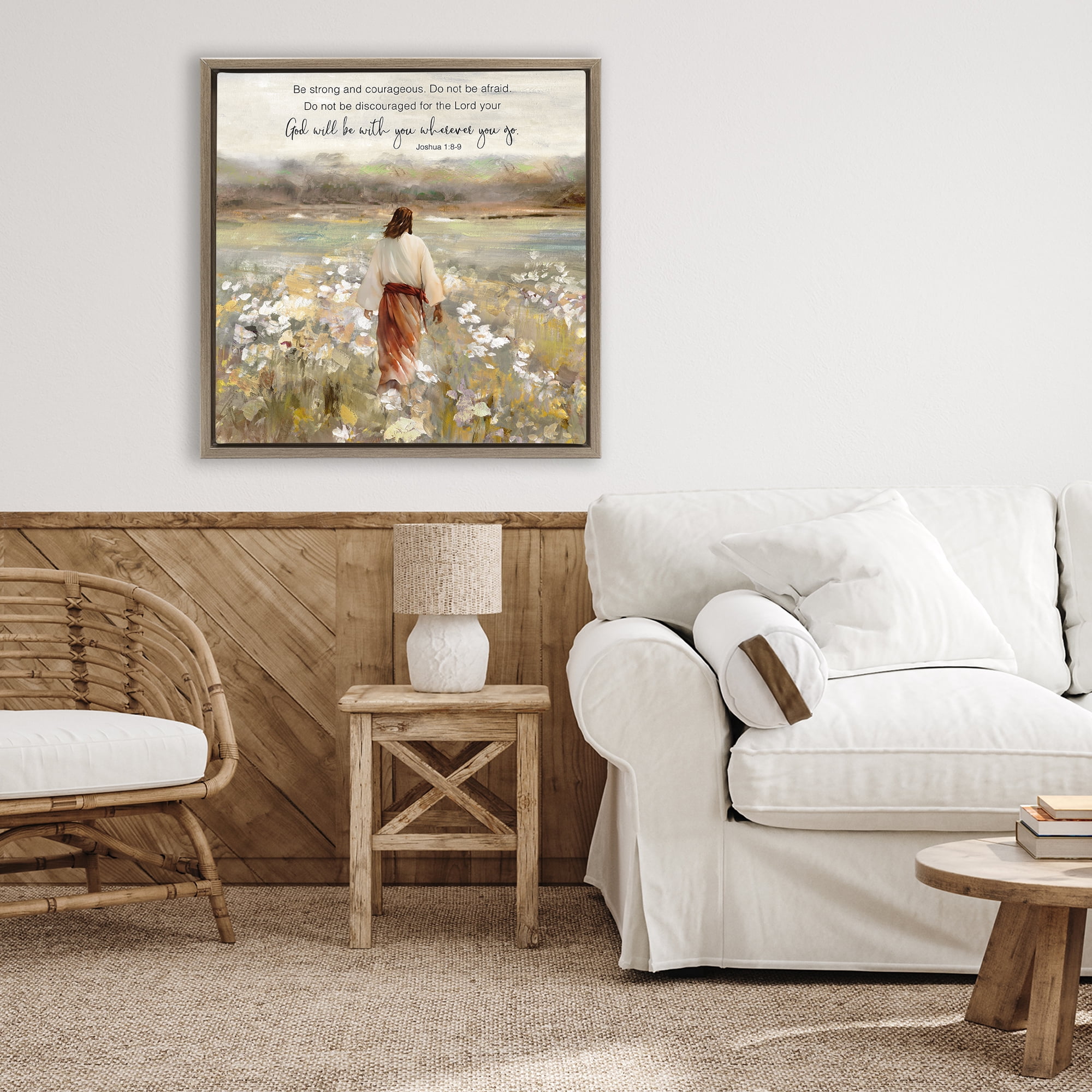 Stupell Industries God With You Wherever Brown Framed Floater Canvas Wall Art, design by Sally Swatland