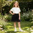 thumbnail image 5 of DJDLJWCJ Little Girls School Uniform Skirts Mesh Stretch Soft Elastic Waist Pleated Skirt A Line Summer Skirt with Lining Black Size 3T, 5 of 10
