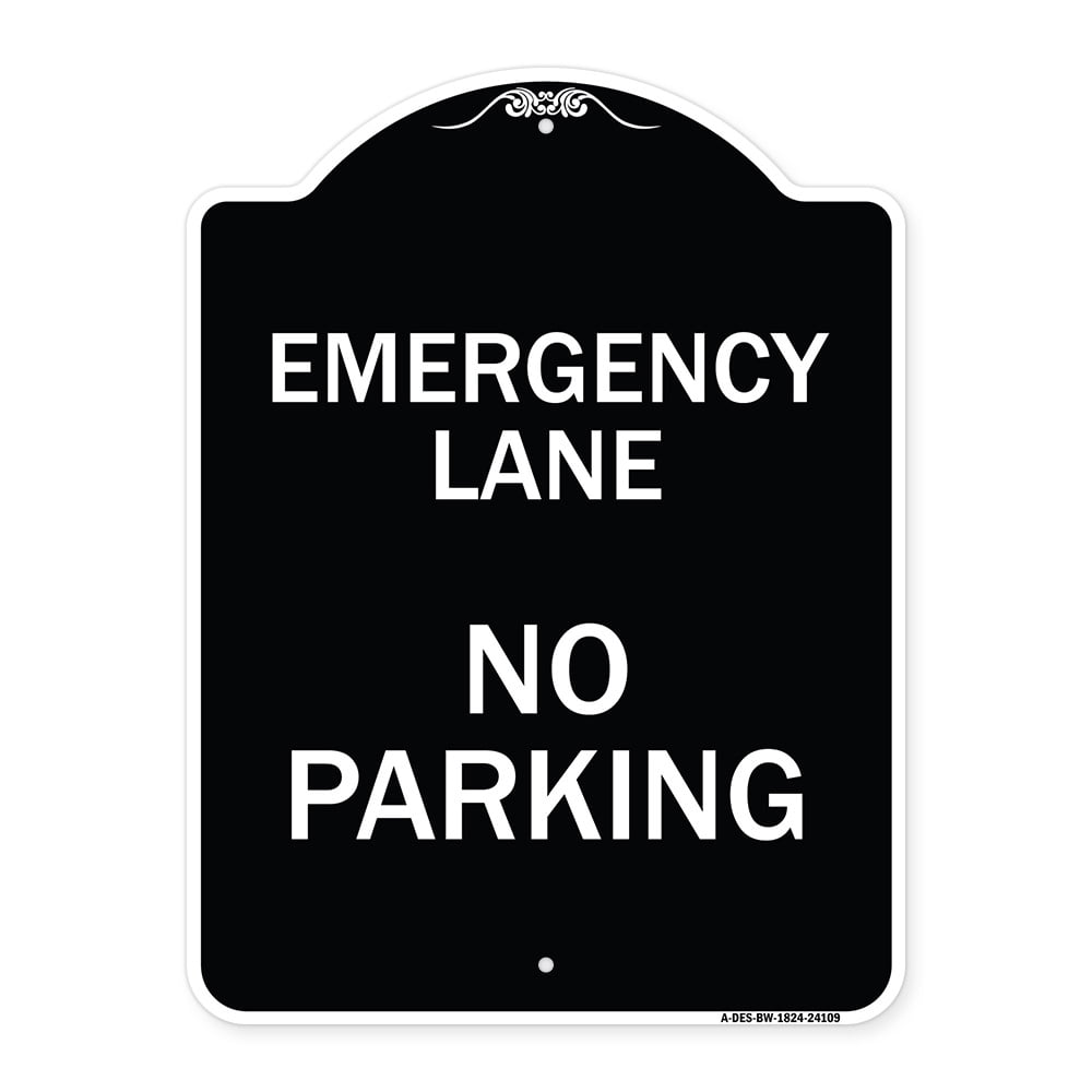 SignMission Designer Series Sign - Emergency Lane No Parking Sign ...