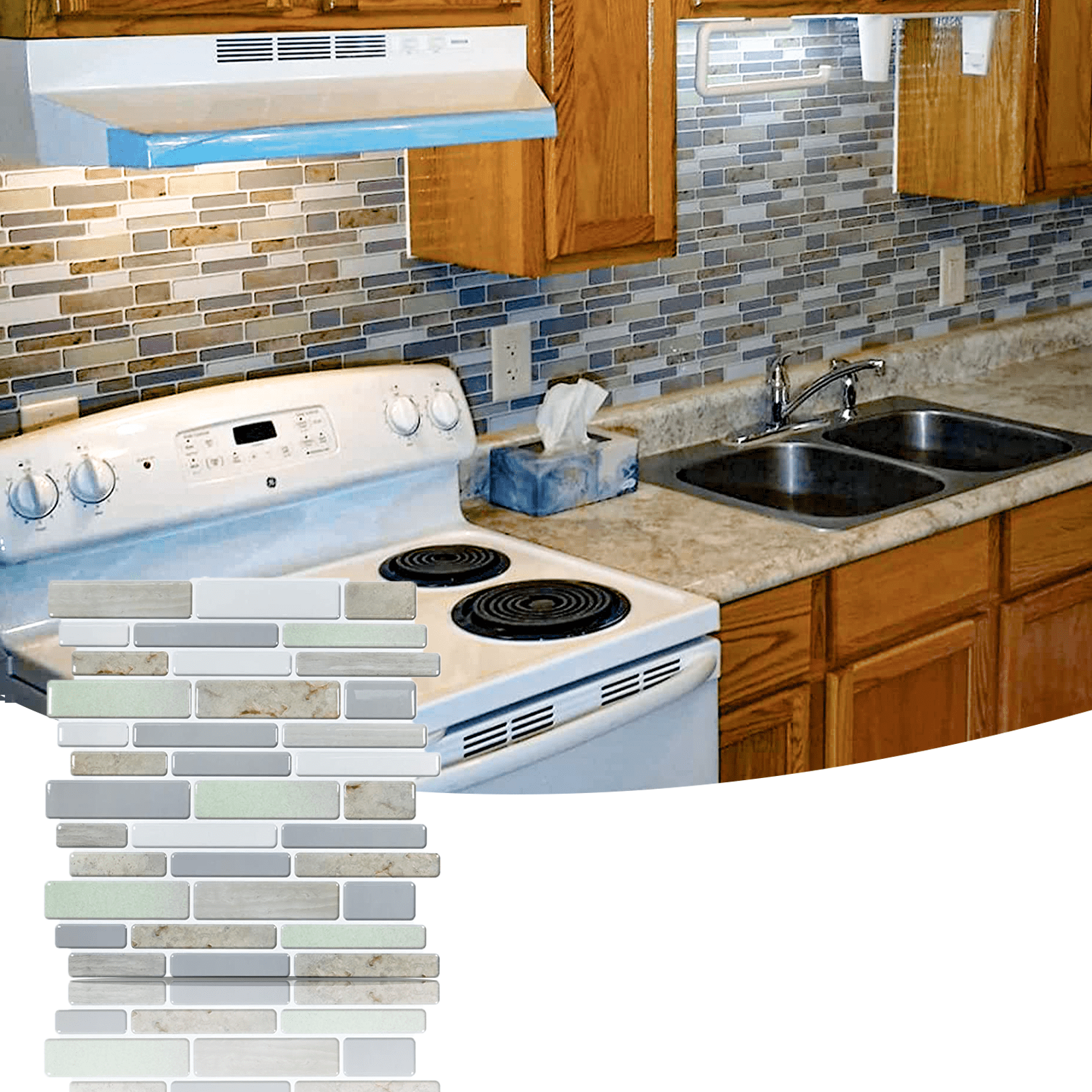 10-Tiles Self Adhesive Wall Tile Peel and Stick Backsplash Tile for Kitchen, 12"x12"