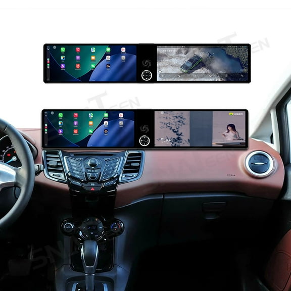 SNATEEN Dual 12.3 inch Carplay Screen/Radio/Multimedia Player for Ford Fiesta 2009-2014 Models Universal Car Navigation/GPS Upgrade Headunit Android Display 1080P Touch Screen Replace System