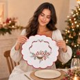 thumbnail image 6 of Cififendec Christmas Embroidered Placemat, 11.81", Christmas Scalloped Edge Table Mat for Candle Centerpiece Arranging and Tabletop Decoration, 6 of 7