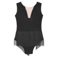 thumbnail image 5 of XUNZOO Kids Girls Sleeveless Tassel Rhythmic Gymnastics Leotard Figure Skating Jumpsuit Shiny Ballroom Dancewear Black 10, 5 of 6