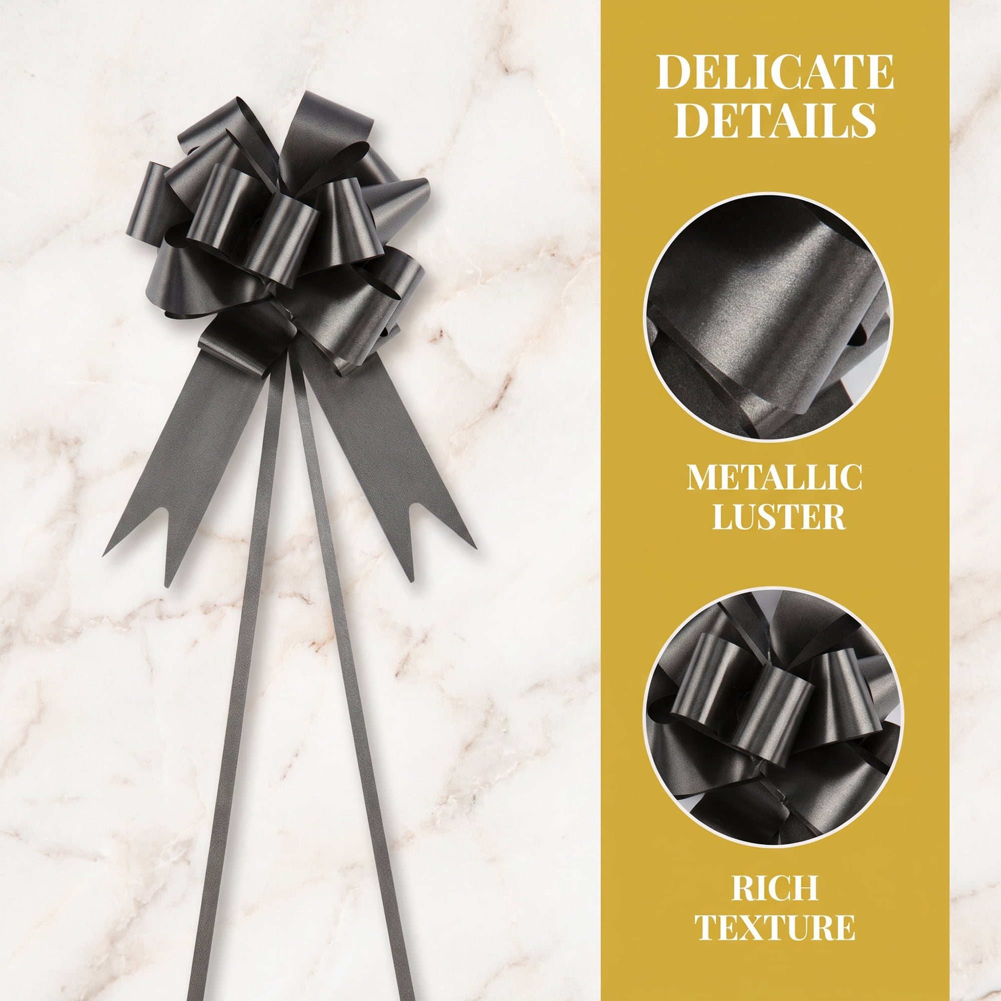 Unique Bargains Crush-Resistant Metallic Bows for Gift Wrapping and Decoration Black