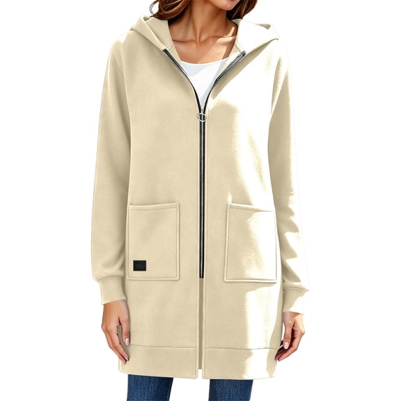BOOMNY Womens Long Sleeve Fleece Hoodies Solid Pullover Long Hoodie for Women Trendy Zip Up Warm Fall Winter Hooded Sweatshirts With Pocket