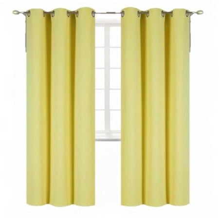 YELLOW 2-Piece Outdoor Thermal Blackout Grommet Patio Curtain Panels Set Two (2) Panels 35 x 63 Each (K68)
