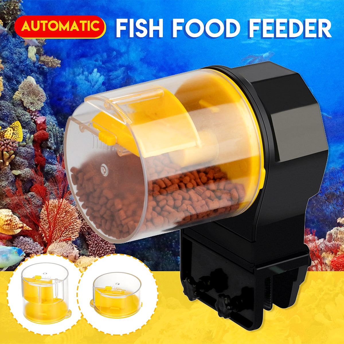 Aquarium Automatic Fish Food Feeder Feeding Timer Tank Pond w/50g+100g