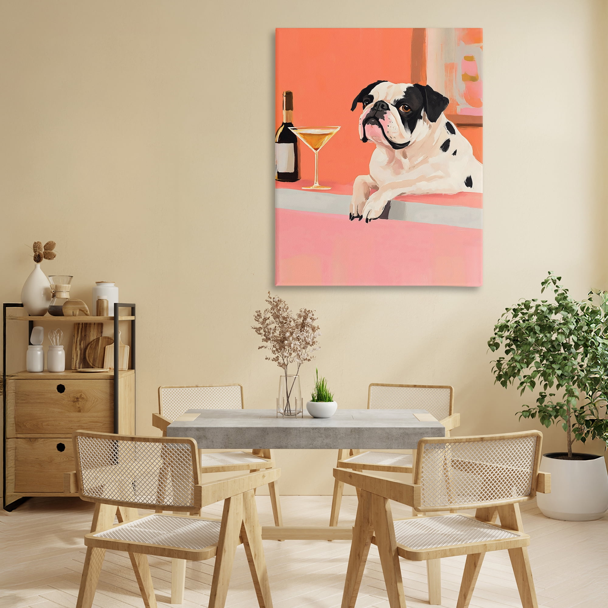 Stupell Industries Bulldog at Martini Lounge Canvas Wall Art, design by The Prints Vibe