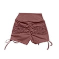 thumbnail image 6 of Women's Excercise Gym Yoga Shorts Elastic High Waist Sweat Shorts Solid Color Lounge Shorts Pockets Fashion Summer Casual Beach Pants Brown M, 6 of 6