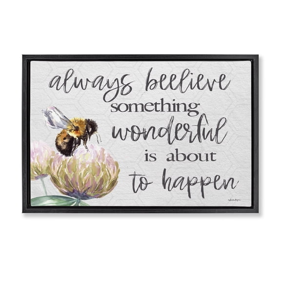 Stupell Industries Always Believe Something Wonderful Black Framed Floater Canvas Wall Art, design by Susie Boyer