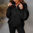 thumbnail image 3 of Vedolay Sweaters Women's Crewneck Cropped Sweater Oversized Long Sleeve Side Slit Pullover Tops,Black M, 3 of 5