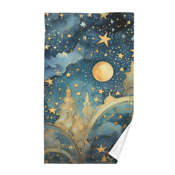 Stars and Moon Cotton Face Towels Soft Hand Towel Absorbent Bathroom Towel for Kitchen Hotel Decoration